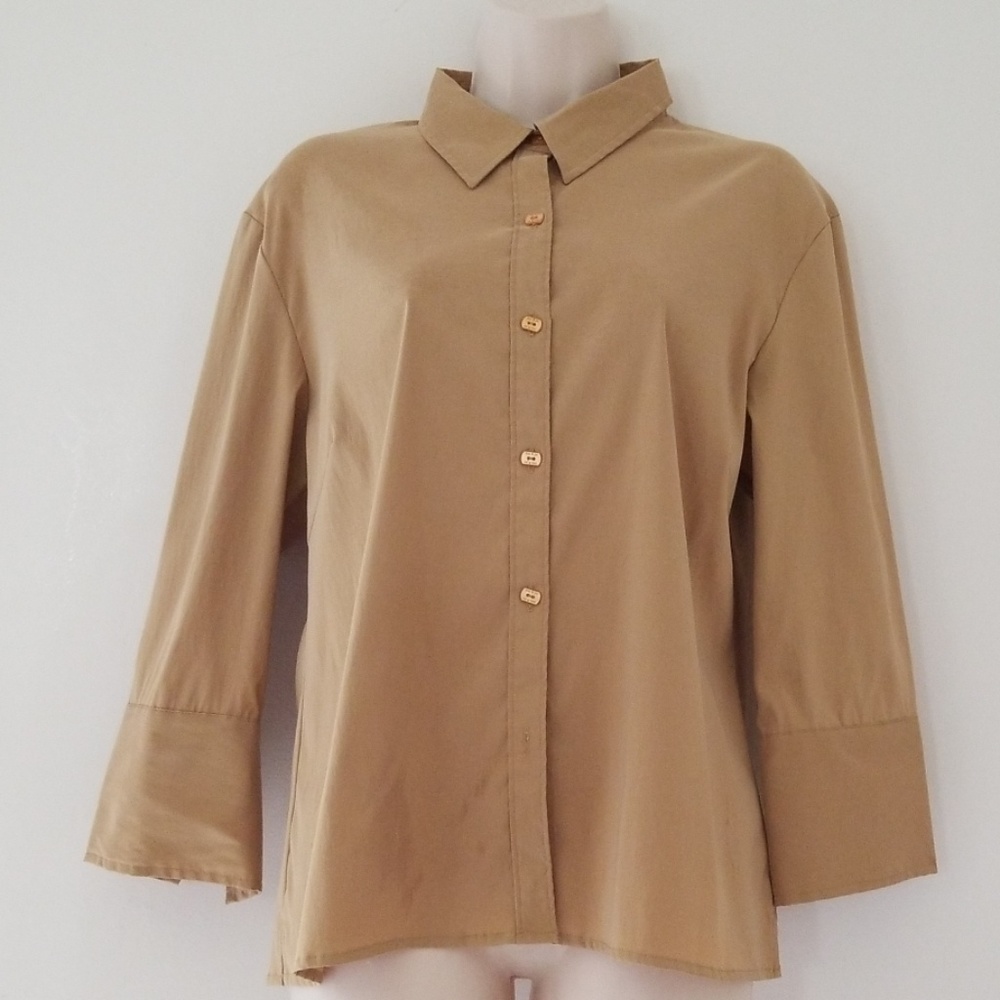 Mac & Jac Womens Gold Button Down Blouse Size 12